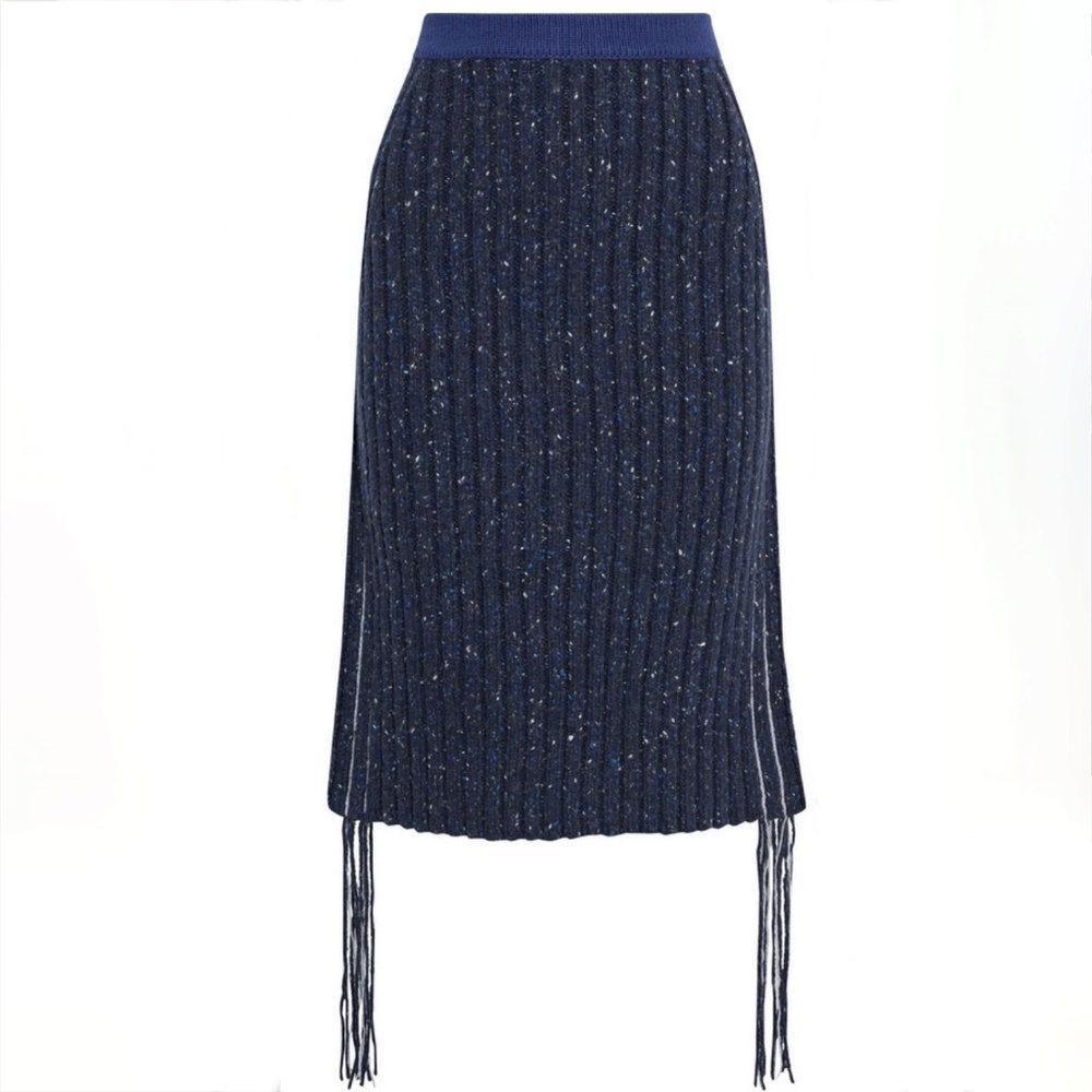 The Row Ribbed Cashmere Melodie Knit Skirt in Blue Retail $1590.00 NWT